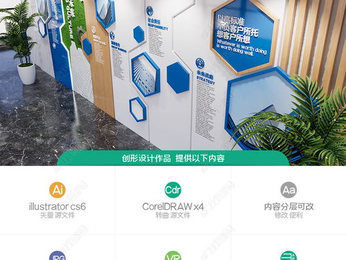 清爽简洁企业文化墙公司背景墙员工文化墙图片 设计效果图下载